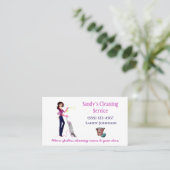 Cute Cartoon Maid Professional Cleaning Services Visitekaartje (Staand voorkant)