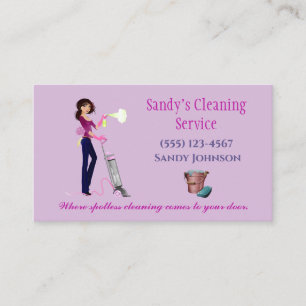 Cute Cartoon Maid Professional Cleaning Services Visitekaartje