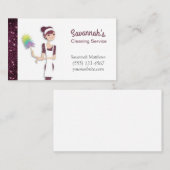 Cute Cartoon Maid Sparkle House Cleaning Services Visitekaartje (Voorkant / Achterkant)