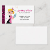 Cute Cartoon Maid Sparkle House Cleaning Services Visitekaartje (Voorkant / Achterkant)