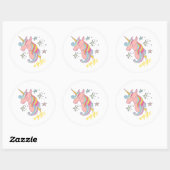 Cute Cartoon Majestic Unicorn Ronde Sticker (Vel)