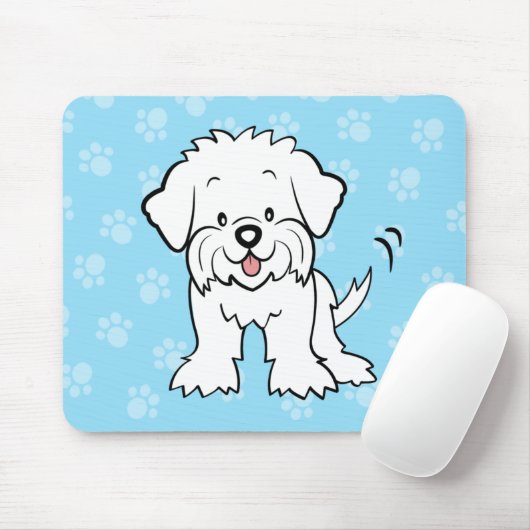 Cute Cartoon Maltese Mousepad Muismat (Met muis)