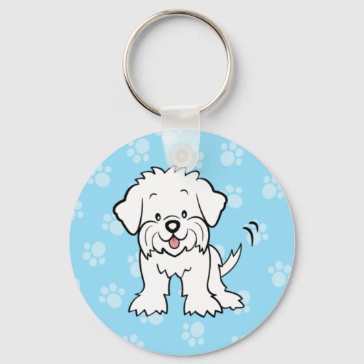 Cute Cartoon Maltese Sleutelhanger (Voorkant)