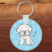 Cute Cartoon Maltese Sleutelhanger (Voorkant)