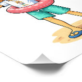 Cute Cartoon Man with Giant Teddy Bear Summer Fun Foto Afdruk (Hoek)