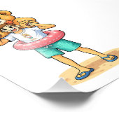 Cute Cartoon Man with Giant Teddy Bear Summer Fun Foto Afdruk (Hoek)