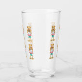 Cute Cartoon Man with Giant Teddy Bear Summer Fun Glas (Rechts)