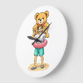 Cute Cartoon Man with Giant Teddy Bear Summer Fun Grote Klok (Hoek)