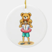 Cute Cartoon Man with Giant Teddy Bear Summer Fun Keramisch Ornament (Achterkant)