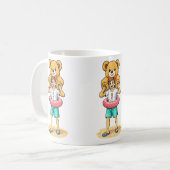 Cute Cartoon Man with Giant Teddy Bear Summer Fun Koffiemok (Voorkant links)