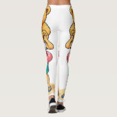 Cute Cartoon Man with Giant Teddy Bear Summer Fun Leggings (Achterkant)