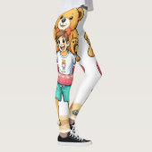 Cute Cartoon Man with Giant Teddy Bear Summer Fun Leggings (Rechts)