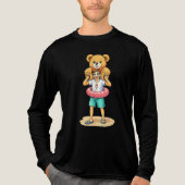 Cute Cartoon Man with Giant Teddy Bear Summer Fun Tri-Blend Shirt (Voorkant volledig)