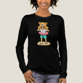 Cute Cartoon Man with Giant Teddy Bear Summer Fun Tri-Blend Shirt (Voorkant)