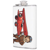 Cute Cartoon Mechanic with Red Car Illustration Heupfles (Links)