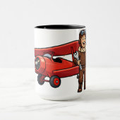 Cute Cartoon Mechanic with Red Car Illustration Mok (Midden)
