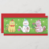 Cute Cartoon Meowy kerstkatten in Santa Hats (Voorkant / Achterkant)