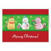 Cute Cartoon Meowy kerstkatten in Santa Hats (Voorkant Horizontaal)