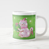 Cute Cartoon Meowy kerstkatten in Santa Hats Grote Koffiekop (Rechts)