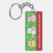 Cute Cartoon Meowy kerstkatten in Santa Hats Sleutelhanger (Voorkant Links)