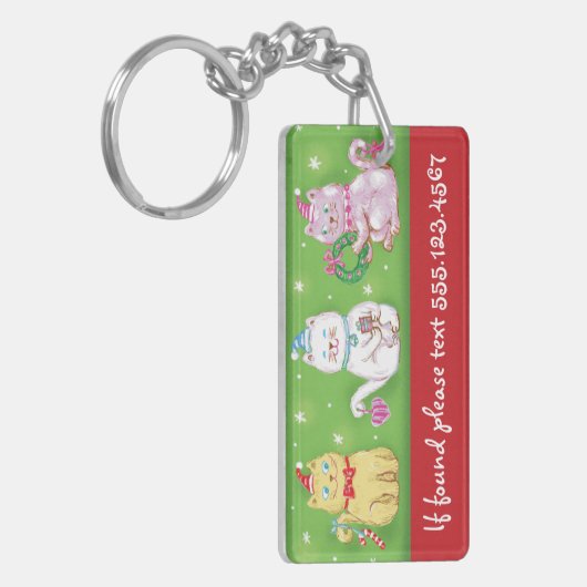 Cute Cartoon Meowy kerstkatten in Santa Hats Sleutelhanger (Voorkant Links)