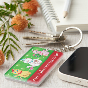 Cute Cartoon Meowy kerstkatten in Santa Hats Sleutelhanger