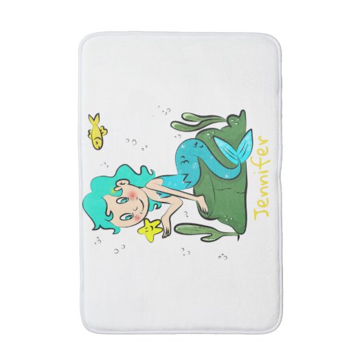 Cute Cartoon Mermaid Badmat (Voorkant Verticaal)