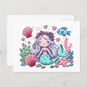 Cute Cartoon Mermaid Briefkaart