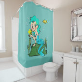 Cute Cartoon Mermaid Douchegordijn (In situ)
