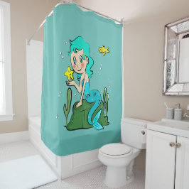 Cute Cartoon Mermaid Douchegordijn