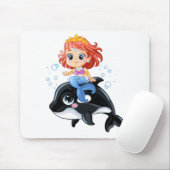 Cute cartoon mermaid en orca muismat (Met muis)