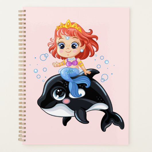 Cute cartoon mermaid en orca planner (Voorkant)