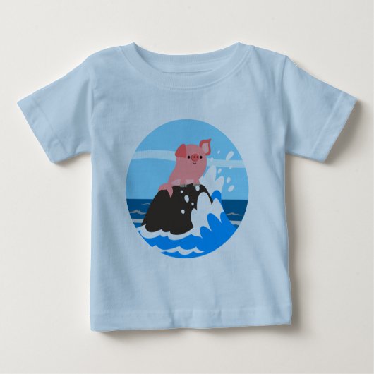 Cute Cartoon Merpig on a Rock Baby T-Shirt (Voorkant)
