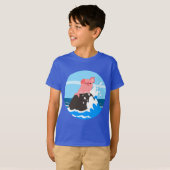 Cute Cartoon Merpig on a Rock Kinder T-Shirt (Voorkant volledig)