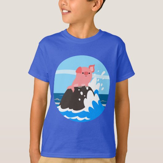 Cute Cartoon Merpig on a Rock Kinder T-Shirt (Voorkant)