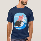 Cute Cartoon Merpig on a Rock T-Shirt (Voorkant)