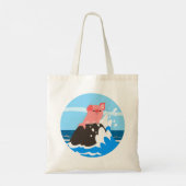 Cute Cartoon Merpig on a Rock Tote Bag (Achterkant)