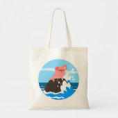 Cute Cartoon Merpig on a Rock Tote Bag (Voorkant)