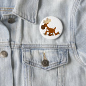 Cute Cartoon Merry Moose Button Badge (In situ)