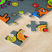 Cute Cartoon Microscopic Germ Wallpaper Legpuzzel (Zijkant)