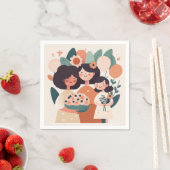 Cute cartoon moeder dochter meisjes. Birthday Servet (Insitu)