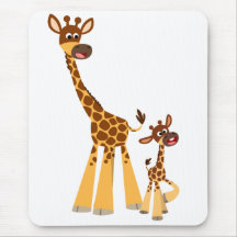 Cute Cartoon Moeder Giraffe en Calf Mousepad