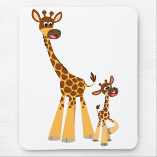 Cute Cartoon Moeder Giraffe en Calf Mousepad Muismat