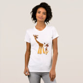 Cute Cartoon Moeder Giraffe en Calf T-Shirt (Voorkant volledig)