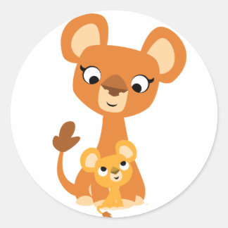 Cute Cartoon Moeder Leeuw en sticker van de lub