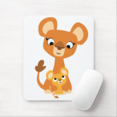 Cute Cartoon Moeder Leon en cub mousepad Muismat (Met muis)