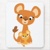 Cute Cartoon Moeder Leon en cub mousepad Muismat (Voorkant)