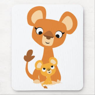 Cute Cartoon Moeder Leon en cub mousepad Muismat
