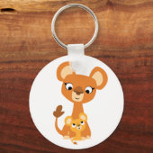 Cute Cartoon Moeder Loness en Cub Sleutelhanger (Voorkant)