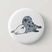 Cute Cartoon Moeder Seal and Pup Button Badge (Voorkant)